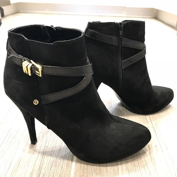 Guess Shoes - Guess Ankle Booties Black Suede
